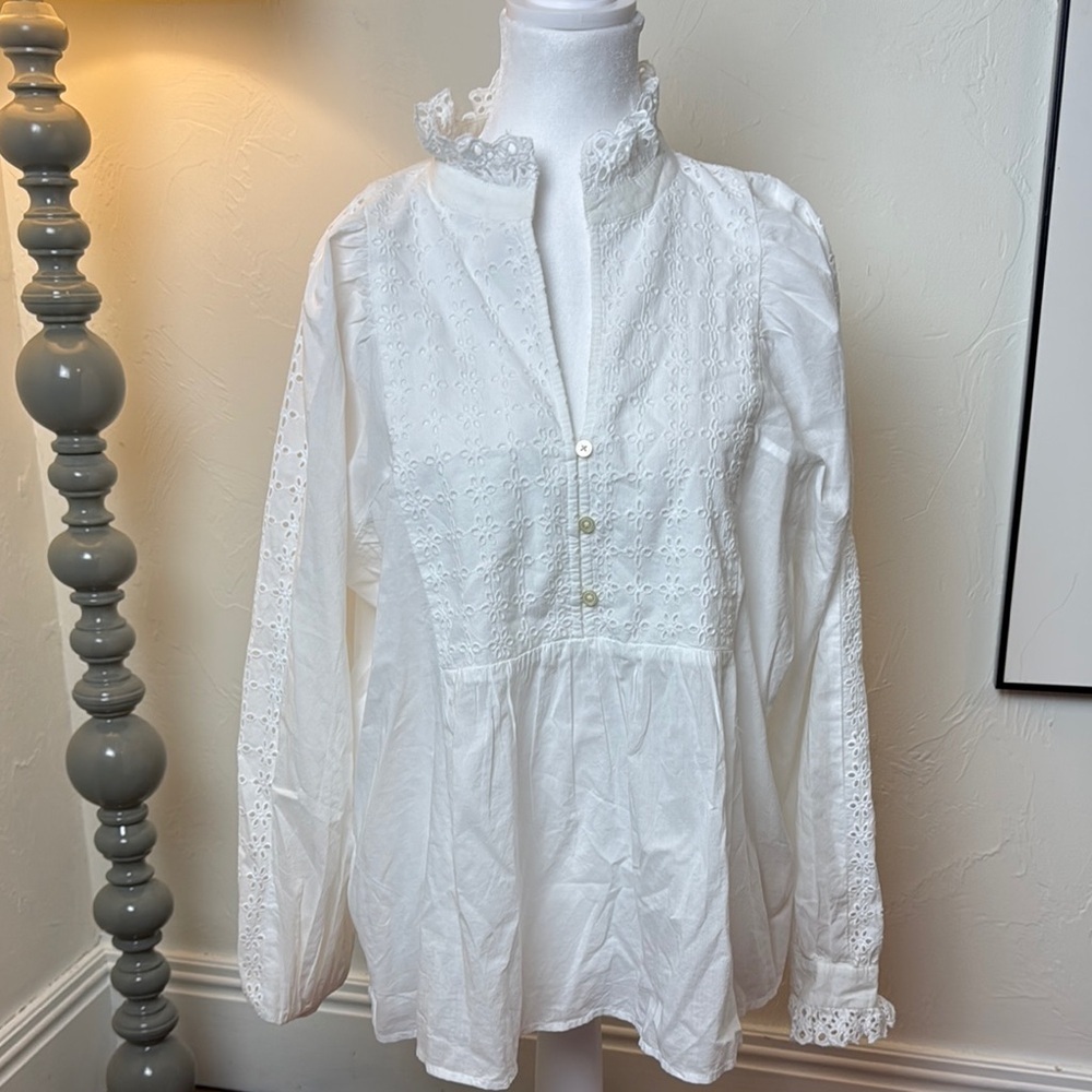 White Lace Detail Women's Top